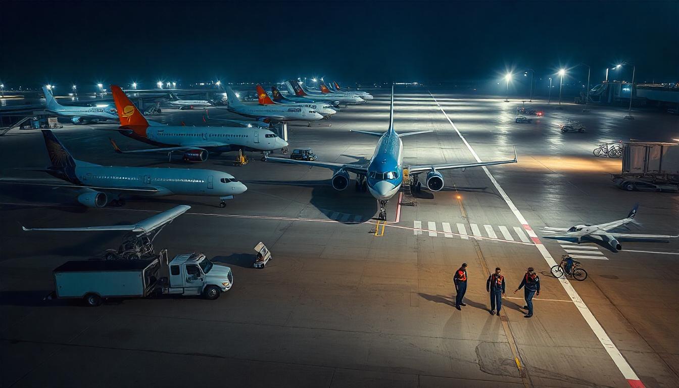 An IndiGo aircraft and an Air India plane on the tarmac at Indira Gandhi International Airport in New Delhi. 